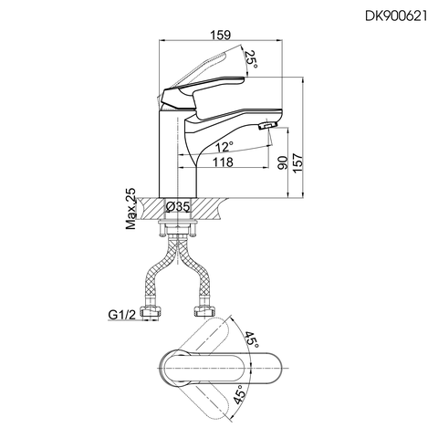 Vòi lavabo nóng lạnh DK 900621