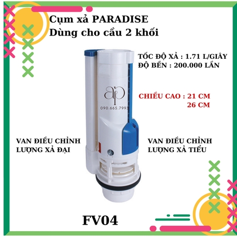 Bộ xả bồn cầu 2 nút nhấn dòng phổ thông Paradise