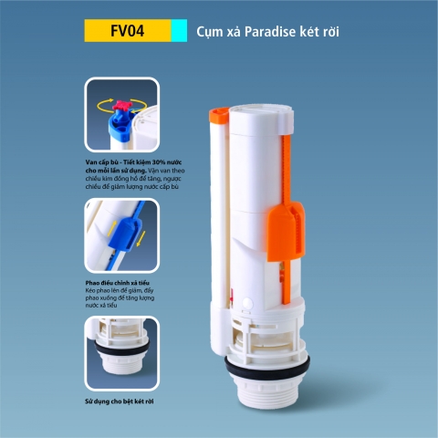 Bộ xả bồn cầu 2 nút nhấn dòng phổ thông Paradise