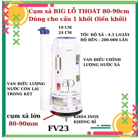 Bộ Xả Bồn Cầu Cao Cấp 3WIN SMART ROUND Nút Nhấn Bồn Cầu 1 khối 2 khối- Nhựa Hùng Anh