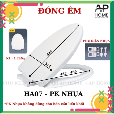Nắp bồn cầu HA07 - PK NHỰA đóng êm