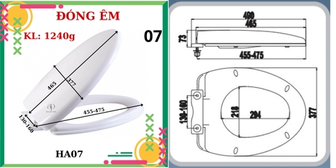 Nắp bồn cầu HA07 - PK NHỰA đóng êm