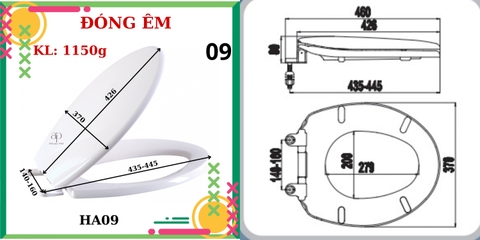 Nắp bồn cầu HA09 - PK NHỰA đóng êm