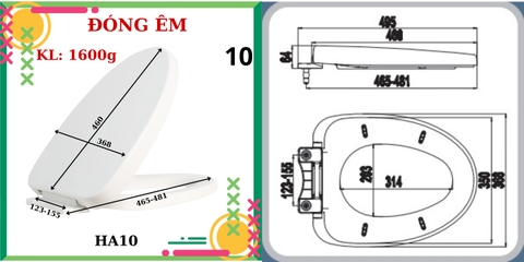 Nắp bồn cầu HA10 - PK INOX đóng êm