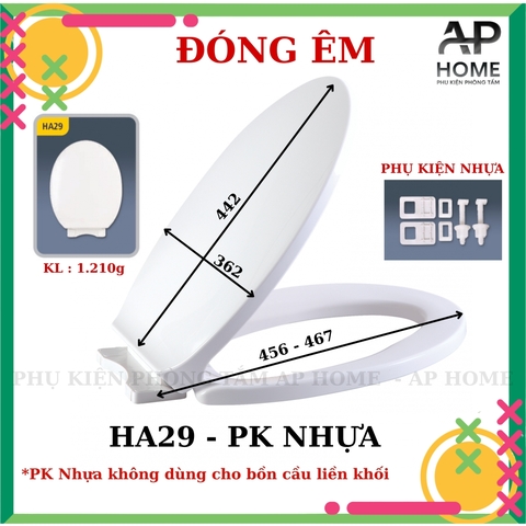 Nắp bồn cầu HA29 - PK NHỰA đóng êm