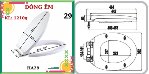 Nắp bồn cầu HA29 - PK INOX đóng êm