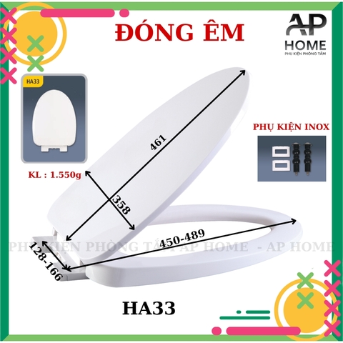 Nắp bồn cầu HA33 - PK INOX đóng êm