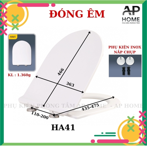 Nắp bồn cầu HA41 - PK CHỤP INOX đóng êm