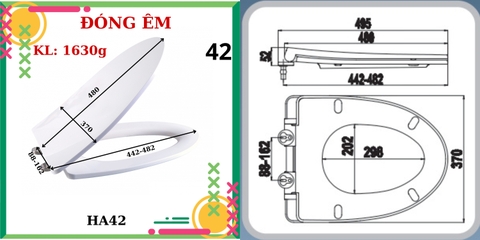 Nắp bồn cầu HA42 - PK CHỤP INOX đóng êm
