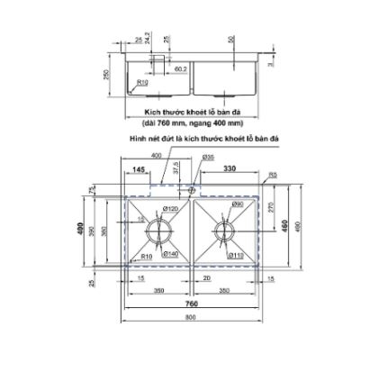 Chậu rửa chén LUXTA 8049-3.0