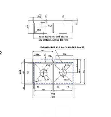 Chậu rửa chén LUXTA 8049-5mm