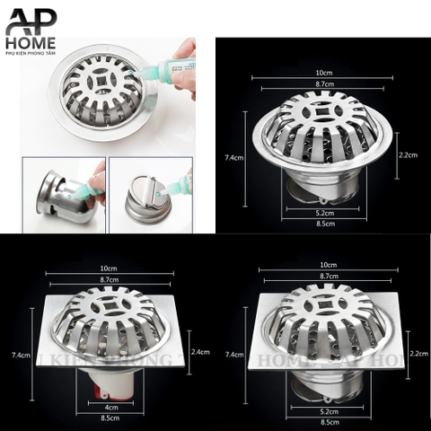 Quả cầu chắn rác ban công sân thượng chất liệu INOX 304 cao cấp chống hôi - Cầu đế tròn 10cm phi 90