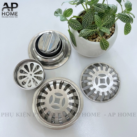 Quả cầu chắn rác ban công sân thượng chất liệu INOX 304 cao cấp chống hôi - Cầu đế tròn 11cm phi 90