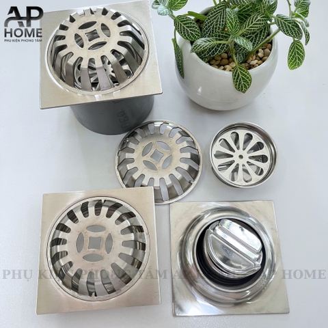 Quả cầu chắn rác ban công sân thượng chất liệu INOX 304 cao cấp chống hôi - Cầu đế vuông 10cm phi 90