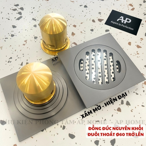 Phễu thoát nước bằng đồng đúc thu sàn chống hôi chống côn trùng hố ga chất liệu dày năng -   XÁM NANO 12x12