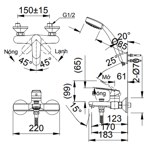 Sen Tắm Nóng Lạnh INAX BFV- 2003S