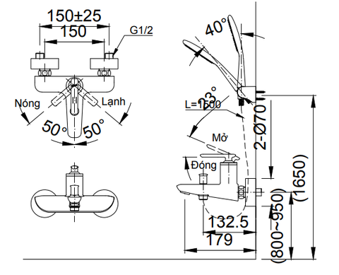 Sen Tắm Nóng Lạnh INAX BFV-4103S-5C