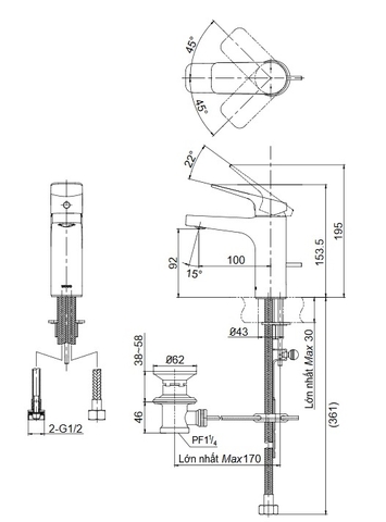 Vòi Lavabo TOTO TTLR302F-1N Nóng Lạnh