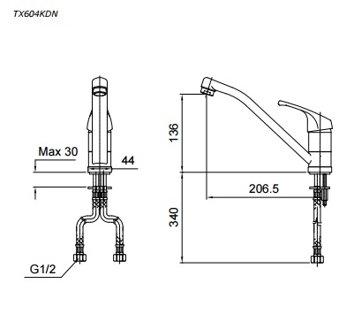 Vòi Rửa Chén TOTO TX604KDN Nóng Lạnh