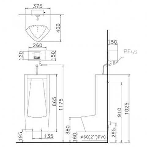 Bồn tiểu nam treo tường CAESAR U0285