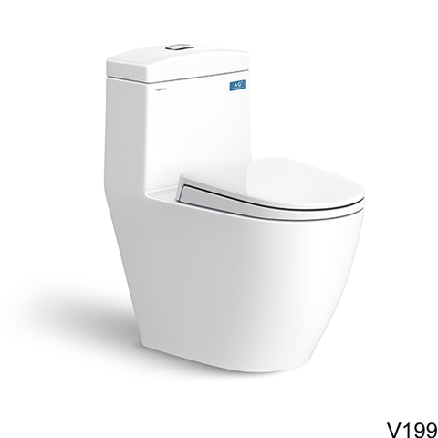 Bồn Cầu 1 Khối VIGLACERA V199 (Nano Titan, PK 2N, nắp êm V86) + Xịt VG826 + Van T VG853