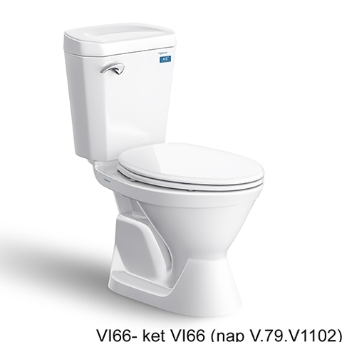 Bồn Cầu 2 Khối VIGLACERA VI77 (PK tay gạt, nắp V1102) + Lavabo VTL2