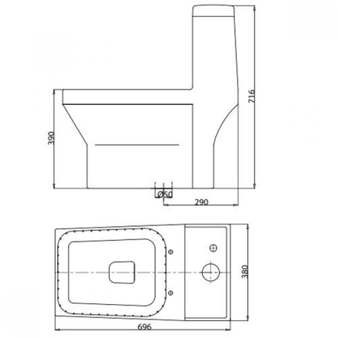 Bồn cầu 1 Khối Viglacera V42 Nắp Êm + Vòi Xịt VG826
