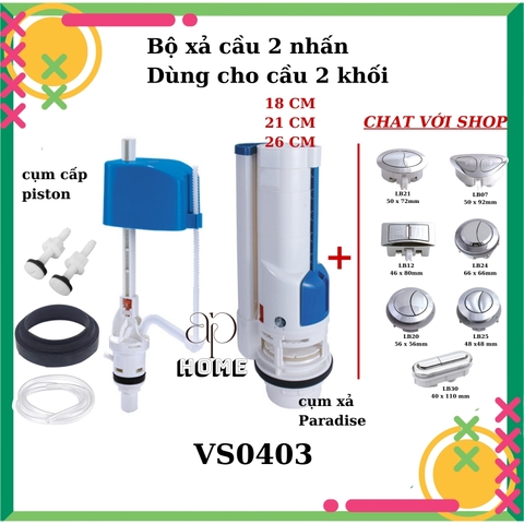 Bộ xả bồn cầu 2 nút nhấn dòng phổ thông Paradise
