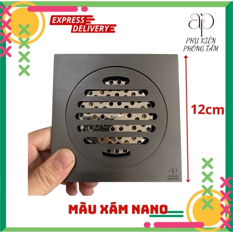 Phễu thoát nước bằng đồng đúc thu sàn chống hôi chống côn trùng hố ga chất liệu dày năng -   XÁM NANO 12x12