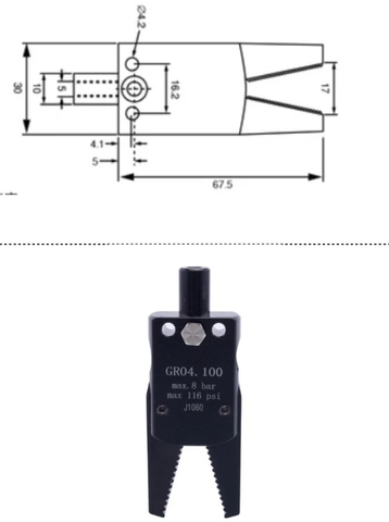 GR04 100 Pneum angle GRIPPER, non self-centering