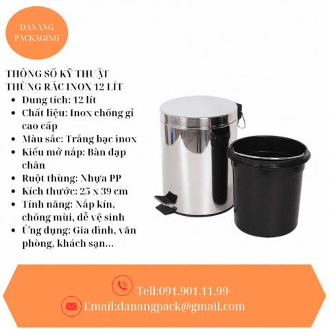THÙNG THÙNG RÁC INOX 12 LÍT