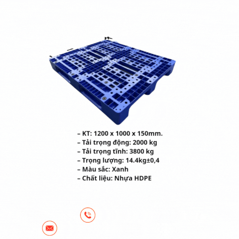 PALLET  DN33   – GIẢI PHÁP KÊ HÀNG GỌN GÀNG, BỀN BỈ Kích thước: 1200mm x 1000mm x 150mm – Màu sắc: Đen