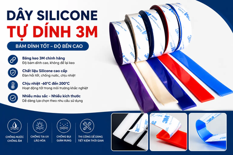 Dây ron gioăng cao su chịu nhiệt silicone -băng keo dán 3M (tự dính)
