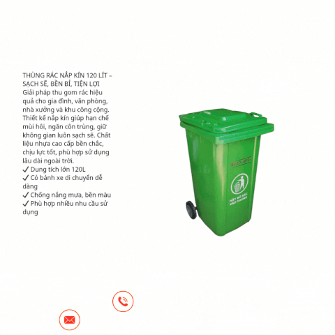 THÙNG RÁC NẮP KÍN 120 LÍT – SẠCH SẼ, BỀN BỈ, TIỆN LỢI