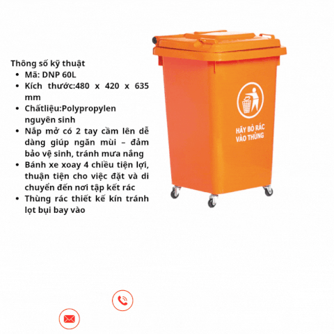 THÙNG RÁC NẮP KÍN 60 LÍT – SẠCH SẼ, BỀN BỈ, TIỆN LỢI