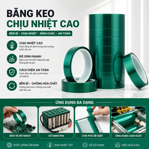 Băng keo chống tĩnh điện  silicone nhiệt độ cao PET Polyester màu xanh lá cây