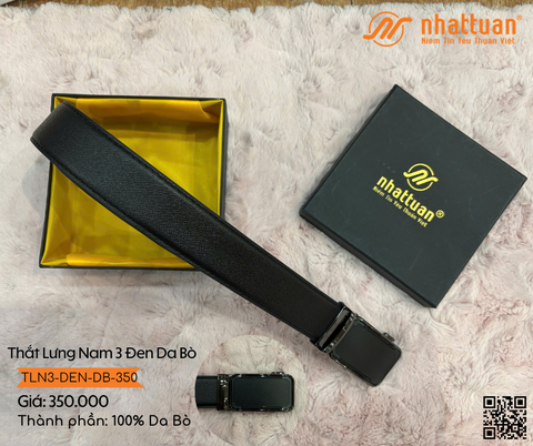 Thắt Lưng Nam 3 Đen Da Bò 350