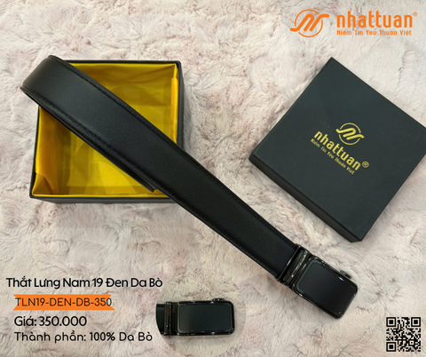 Thắt Lưng Nam 19 Đen Da Bò 350