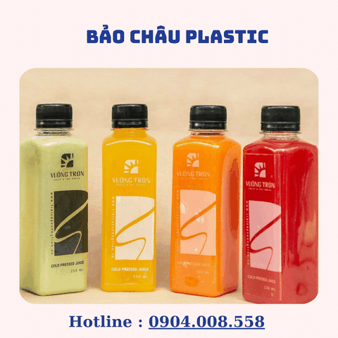Chai Nhựa Vuông Nắp Đen