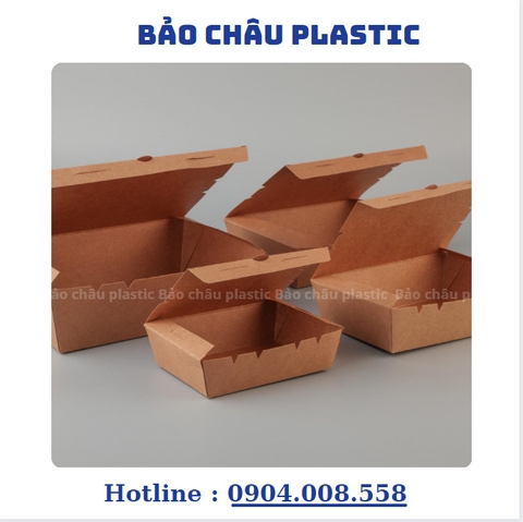 Hộp giấy kraft đựng thức ăn, gói quần áo nắp vuông gài kín