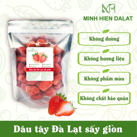 Dâu tây Đà Lạt sấy giòn không đường - dâu sấy thăng hoa.