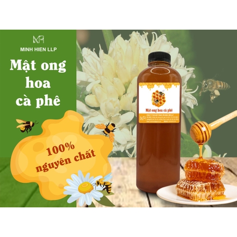 Mật ong hoa cà phê Minh Hiền Đà Lạt - mật ong nguyên chất chai 500ml, 1000ml.