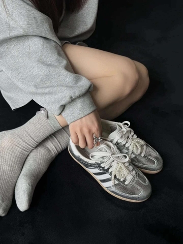 Giày Adidas Samba OG Silver Metallic Cracked JR0035