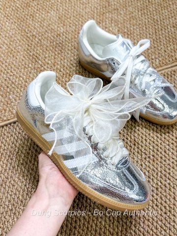 Giày Adidas Samba OG Silver Metallic Cracked JR0035