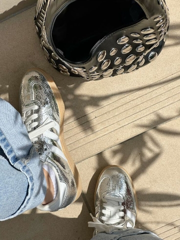 Giày Adidas Samba OG BẠC Silver Metallic Cracked JR0035
