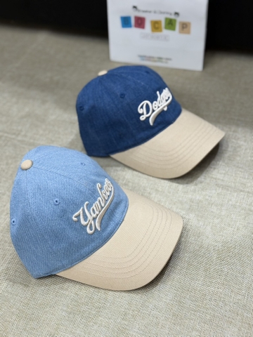MŨ MLB 2 MÀU DENIM DODGERS XANH ĐẬM / DENIM YANKEES XANH NHẠT