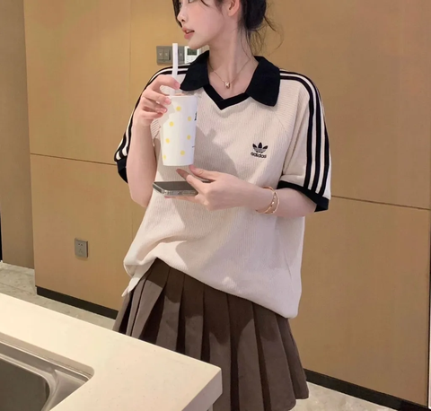Áo Polo Adidas Ngắn Tay BE ĐEN Waffle - JV9265