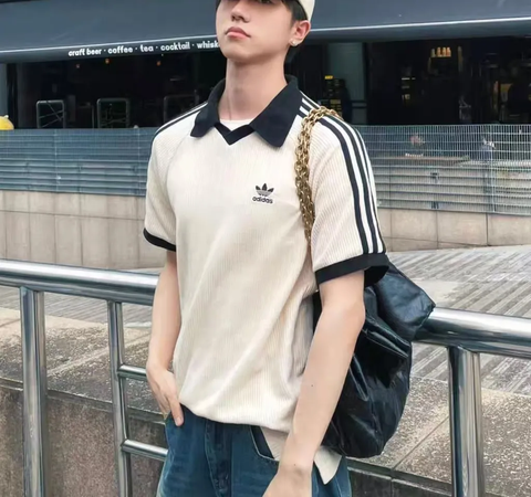 Áo Polo Adidas Ngắn Tay BE ĐEN Waffle - JV9265