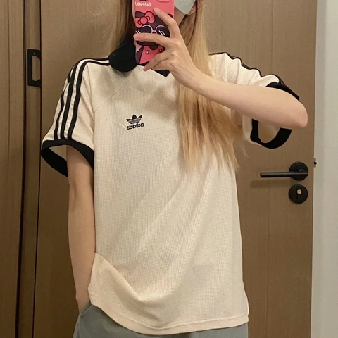Áo Polo Adidas Ngắn Tay BE ĐEN Waffle - JV9265
