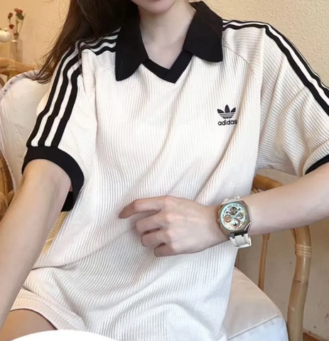 Áo Polo Adidas Ngắn Tay BE ĐEN Waffle - JV9265